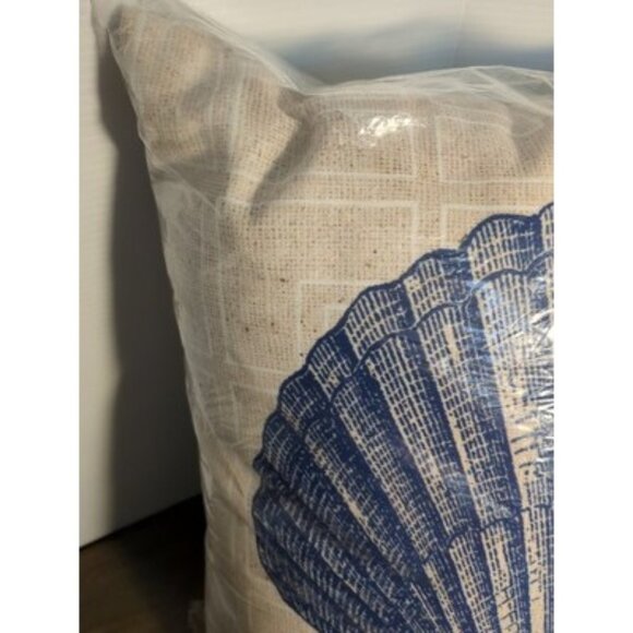 Clam Shell Rustic Pattern Indoor Printed Throw Pillow, 15 Inch Blue Two Sided - Picture 2 of 7
